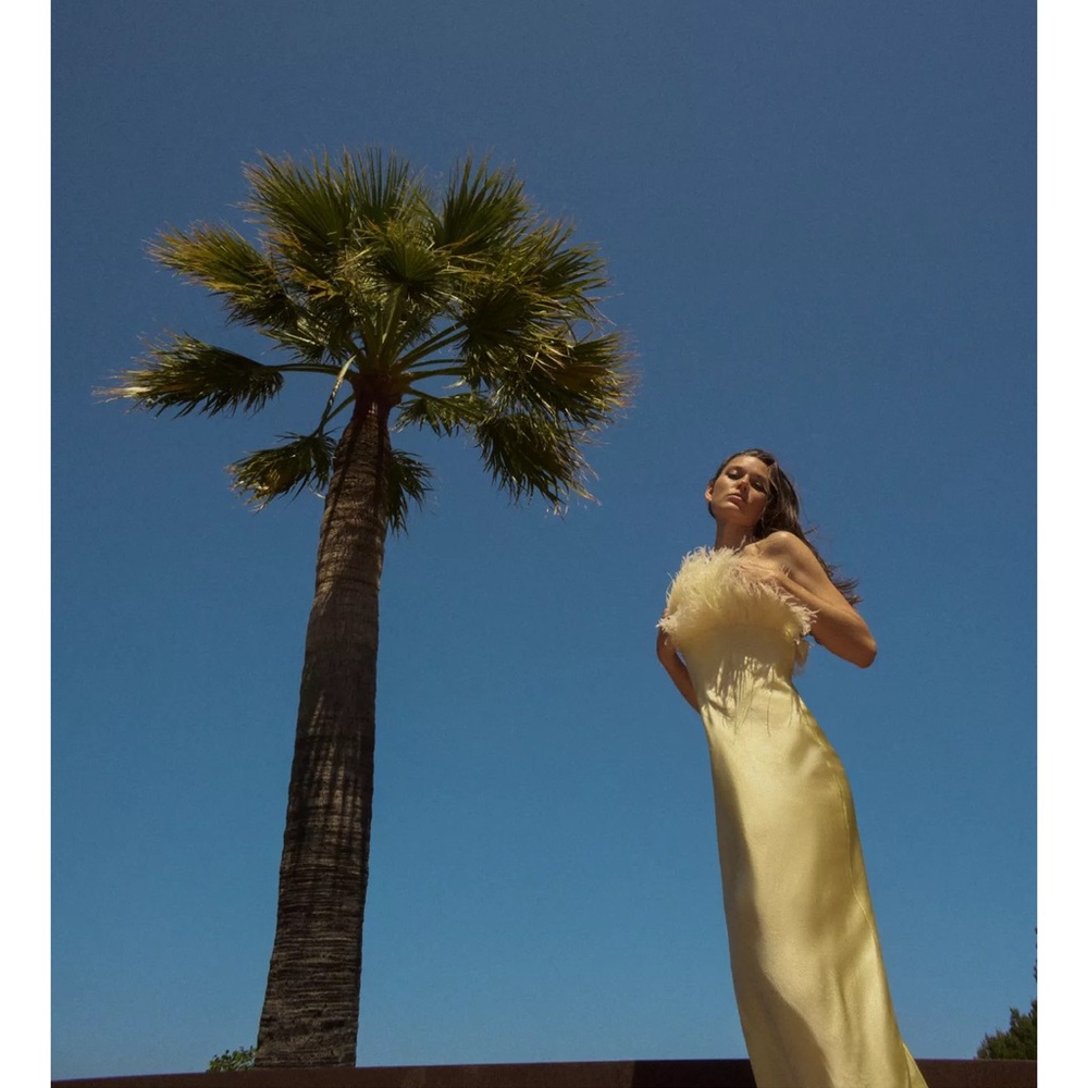 ZARA FEATHERED SATIN MIDI DRESS SIE M - Picture 12 of 16
